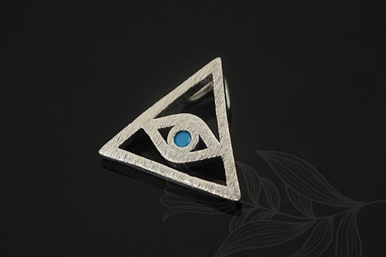 M1353-2pcs-Rhodium Plated-CZ Evil Eye Charm-Turquoise