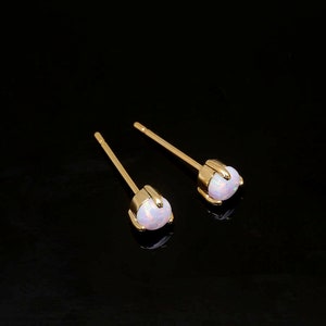 F62-1pairs-Gold Plated-3mm Opal Orecchini -Nickel free-Orecchini giornalieri