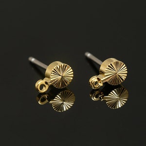 M701-2 pairs-Gold Plated-4mm Cutting Coin Stud Earrings-Tiny Coin Ear Post-Ni Free Post