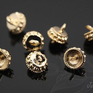 M533-4pcs-Gold Plated-5.5mm Bead Cap-For Half Drilled Beads Bead Cap, Nickel Free