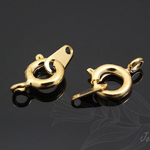 B031-5pcs-Gold Plated SpringRing Clasp with Taps Lock Finding-Metal Clasp image 1