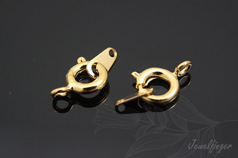 B031-5pcs-Gold Plated SpringRing Clasp with Taps Lock Finding-Metal Clasp image 1
