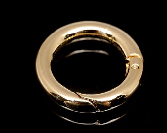 B179-2pcs-Gold Plated-20mm Necklace Clasp -Round Spring Gate Ring-Lock Finding