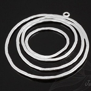 H814-2pcs-Matt Rhodium Plated-Multi Ring Pendant-Latão Círculo Encantos-Pingente de Metal
