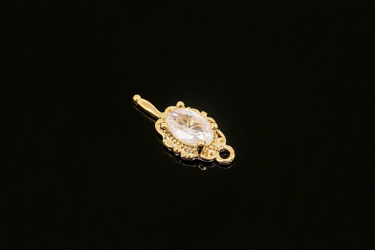 K1064-2pcs-15*6.5mm Gold Plated-tiny CZ Hand Mirror Charms