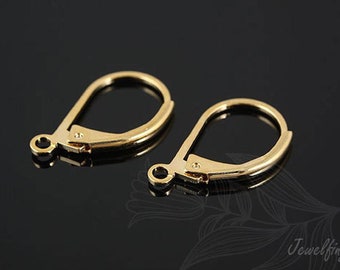 B305-3 pairs-Gold Plated-Lever Back Earrings-Earring component -Ni Free