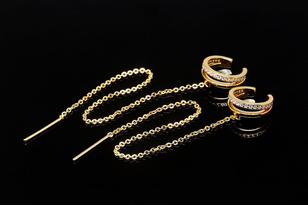 Ch0031gold Plated1 Piecechain Ear Cuffunique Ear Cuff nickel Free