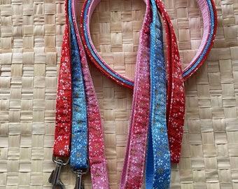 Japanese Sakura Dog Leash – Handmade Rayon Pet Lead, Traditional Design
