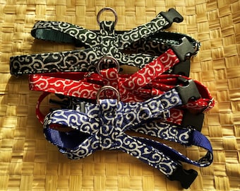 Shiba Inu Dog Harness, Japanese Karakusa Pattern, Adjustable Pet Vest, Handmade Rayon Accessory