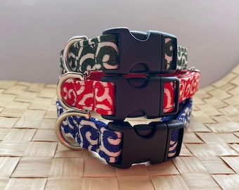 Japanese Karakusa Dog Collar, Shiba Inu Accessory, Handmade Rayon Petwear