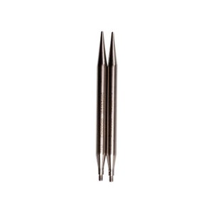 May include: Two silver knitting needles with pointed tips. The needles are 3.75 mm in size.
