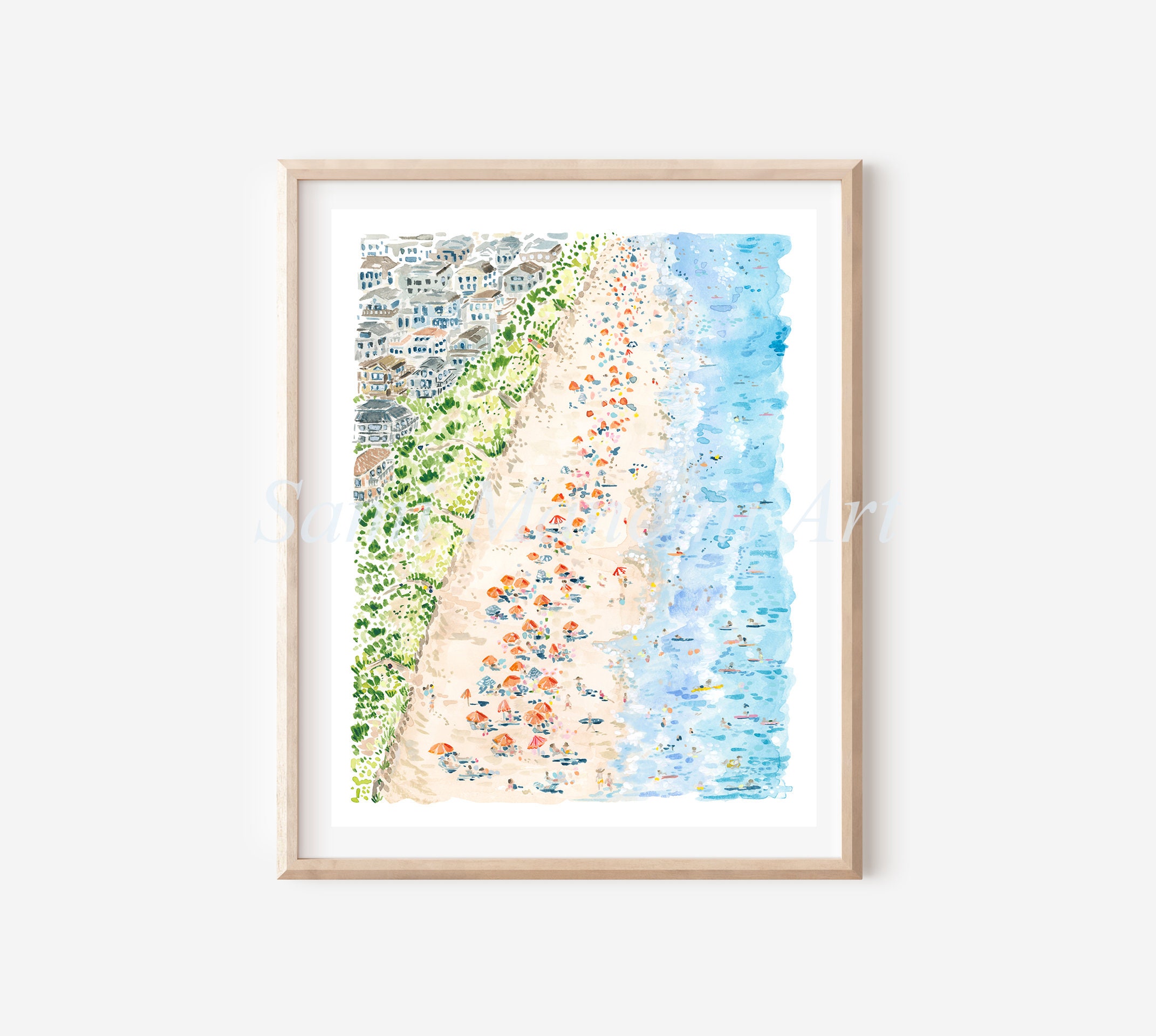 Watercolor Beach Fine Art Print, Summertime Wall Art, Coastal, Beach, Summer Vacation Beach Print.