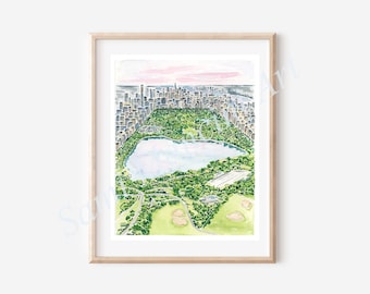 Central Park Watercolor Art Print, New York City, NYC,