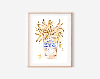 Thrashers French Fry Watercolor Fine Art Print, Ocean City, Maryland Boardwalk, Rehoboth Beach Delaware, Bethany Beach, Coastal, Summer, OC
