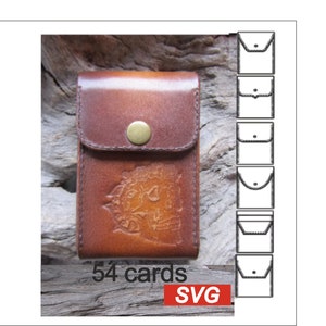 SVG Playing Card Case Pattern- case for poker cards-  SVG playing card leather case-Card Deck Case Template -case for  cards 54 pieces
