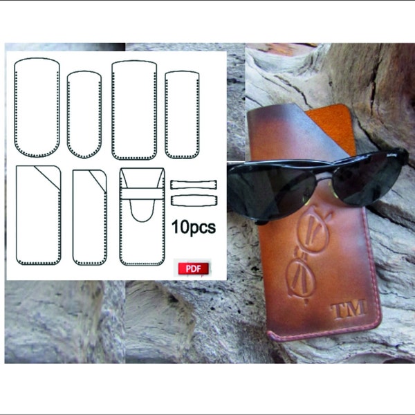 glasses case pattern - leather glasses case pdf-pattern eyeglass case-pdf leather eyeglass case