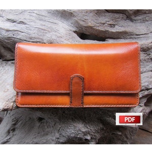 Plantilla de billetera larga - Patrón de billetera comercial - Patrón de cartera de cuero tipo clutch - Patrón de billetera para tarjetas
