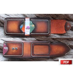 Leder-Kartenhalter pdf - Brieftasche Vorlage mit ID Fenster -Slim Wallet mit ID Slot -DIY Karte und Geldhalter - Minimalist Card Wallet Muster