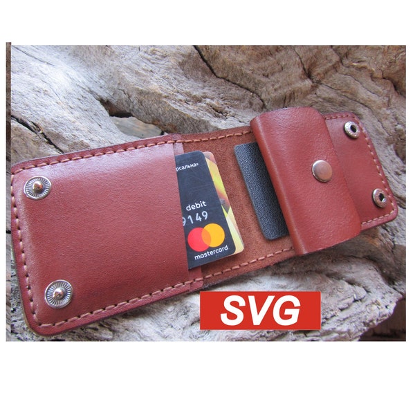 Slim wallet svg-simple wallet pattern-leather small wallet template-leather wallet SVG-Leather Card holder pattern-Minimalist wallet pattern