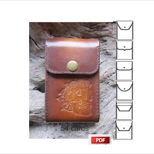 Patrón de estuche para naipes - Estuche para cartas de póquer - Estuche de cuero para naipes en formato PDF - Plantilla para estuche de baraja de cartas - Estuche para naipes de 54 piezas