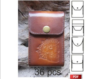 Patrón de estuche para naipes - Estuche para baraja de cartas (PDF) - Estuche de cuero (PDF) - Plantilla para estuche para baraja de cartas - Estuche para naipes (36 piezas)