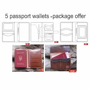 Patrón de funda para pasaporte - Patrón de billetera para pasaporte familiar - Funda de cuero para pasaporte en formato PDF - Patrón de funda para pasaporte - Plantilla de billetera para pasaporte