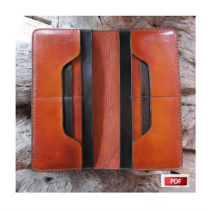 Patrón de billetera larga hecha a mano para hombres - Patrón de billetera larga de cuero - Patrón de billetera para tarjetas - Patrón de billetera para hombre - Cartera de cuero en pdf - Patrón