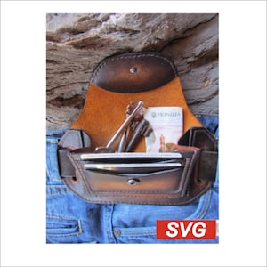 Patrón para billetera de cinturón, patrón de cuero para billetera de cinturón SVG, patrón para tarjetero de cuero - plantilla de tarjetero para cinturón SVG