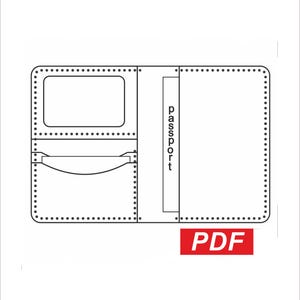 Patrón PDF para funda de pasaporte de cuero, plantilla para cartera de viaje DIY