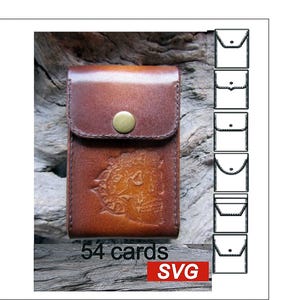 SVG Playing Card Case Pattern- case for poker cards-  SVG playing card leather case-Card Deck Case Template -case for  cards 54 pieces