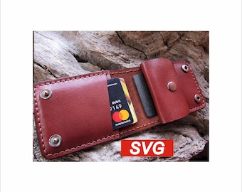 Carteira minimalista de couro para cartões em SVG – Modelo para fazer você mesmo