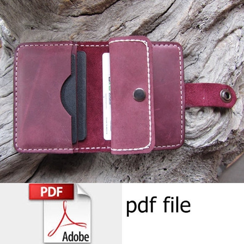 PDF leather wallet template pattern. PDF pattern womens Etsy