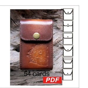 PDF Card Deck Case Template - Leather Playing Card Case -  Pattern Poker Cards Case - 54-Piece Playing Card Case