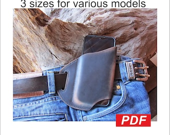 Leather Phone Belt Case Pattern - Leather Waist Belt Phone case PDF Template - Phone Bag Holster PDF - Belt Loop Cellphone case Bag pdf