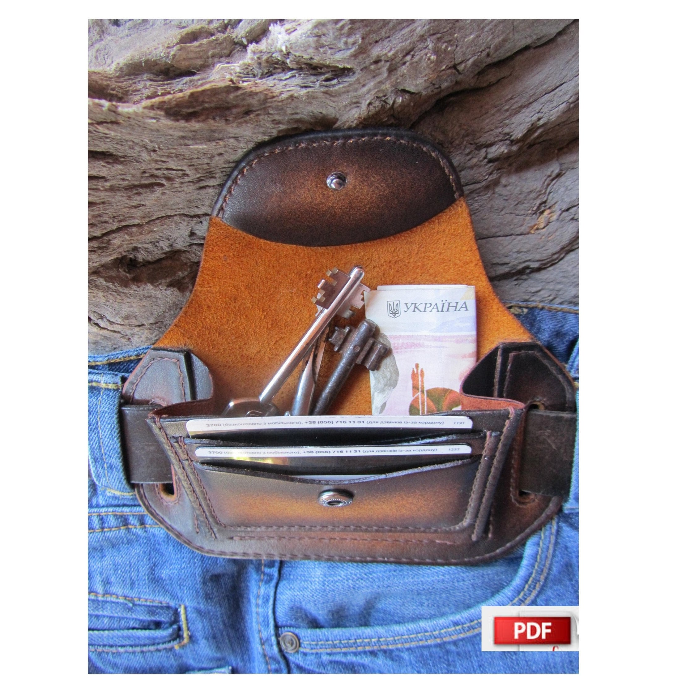 Leather belt top and wallet