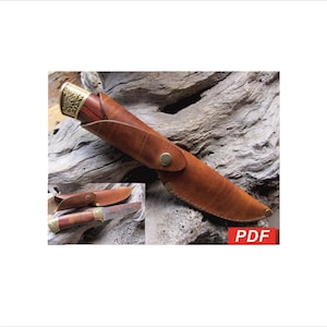 Knife scabbard pattern pdf - DIY Leather Knife Sheath Template PDF - Leather scabbard PDF - Leather scabbard pattern