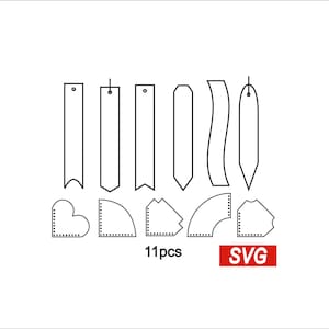 本用の革製ブックマークテンプレート SVG - 読者向けの革製ブックマークパターン - SVG ブックマークセット