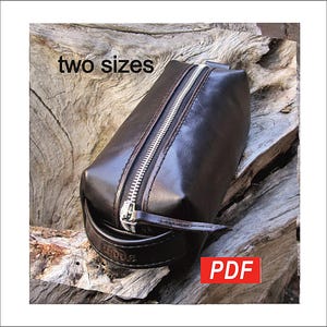 Men's Cosmetic Bag Template - DIY Shaving Bag PDF - Leather Dopp Kit Pattern