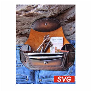 portemonnee met patroon - leren patroon voor portemonnee SVG - leren kaarthouder met patroon - kaarthouder met sjabloonriem bevestigd