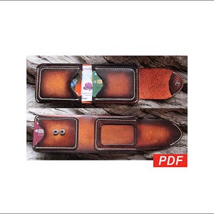 PDF pattern thin leather card holder - wallet template with ID pocket