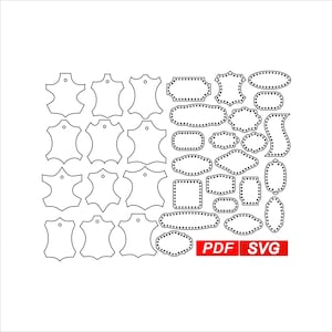 Conjunto de etiquetas y parches de cuero SVG - Plantillas de etiquetas para manualidades, costura y tejido - Etiquetas y parches de cuero SVG para proyectos de costura