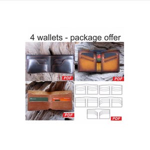 Leather Wallet PDF Pattern Bundle, Minimalist Card Holder Sewing Template (Digital Download)