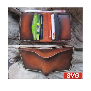 Monedero plegable SVG - Patrón de monedero minimalista - Monedero simple - Monedero con tarjetero SVG - Monedero simple - Plantilla