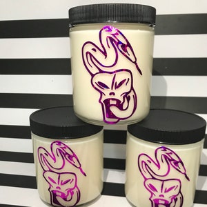 Snake and Skull Death 8 oz hand poured candle scented in Pumpkin Spice and Toasted Marshmallow Death Magic Evil Wizard Castle Spooky