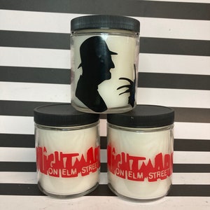 Freddy Krueger Nightmare on Elm Street Hand Poured 8 oz Candle - Scented in leather, crackling firewood, cedar, and cinnamon Horror Movie