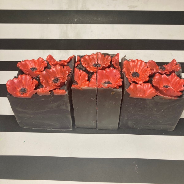 Goddess Demeter Poppy Handmade Soap - scented in Coral Peony and Poppy (mandarin, wild poppy, peony, tonka, white suede and patchouli)