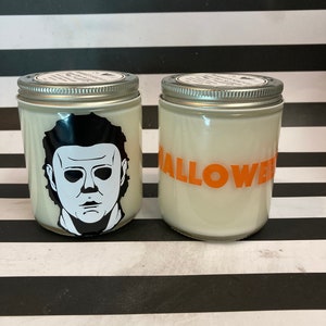 Michael Myers Halloween Hand Poured 8 oz Candle - Scented in  blend of cinnamon, apple, all spice, fallen leaves, candy corn,  Fall