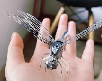DIY Stainless Steel Dragonfly 3D Metal Puzzle: Spatial Model Kit