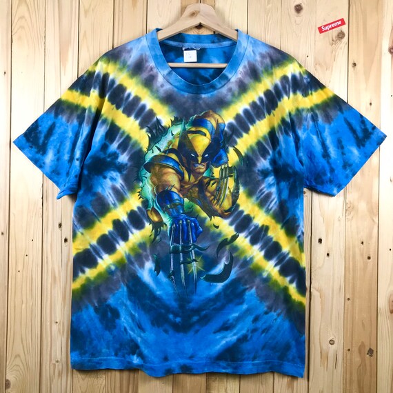 90s dc comic and marvel wolverine tie dye movie sh