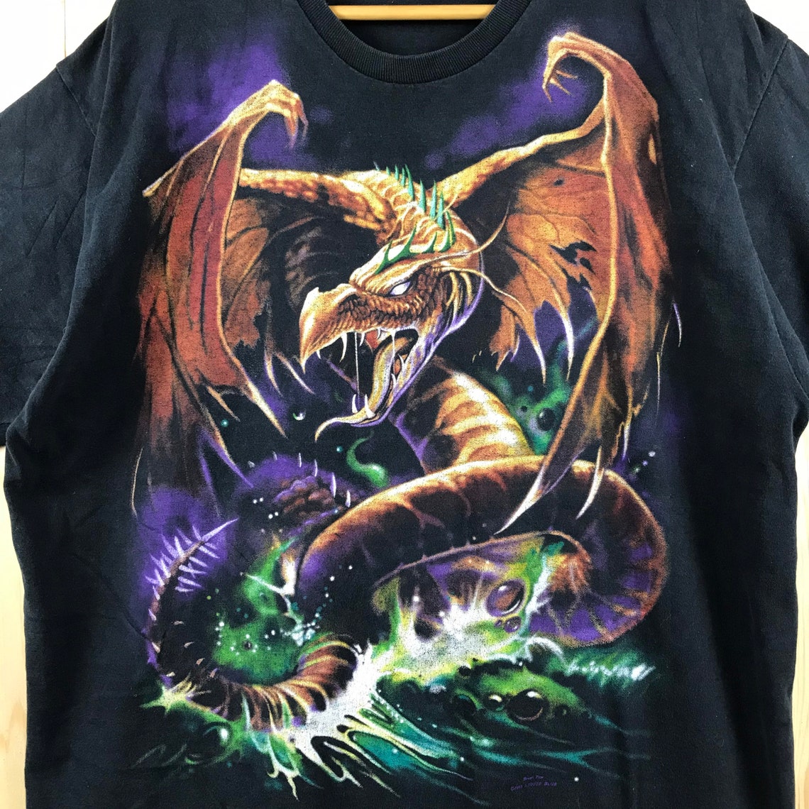Vintage 90s liquid blue skull dragon fullprint dope shirt | Etsy